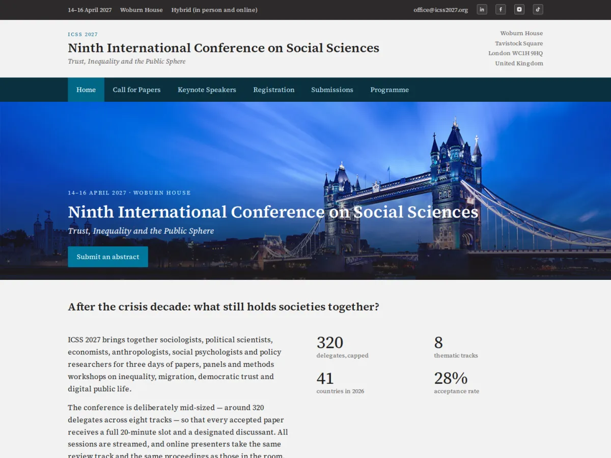 The Academic Classic design, on a live conference website