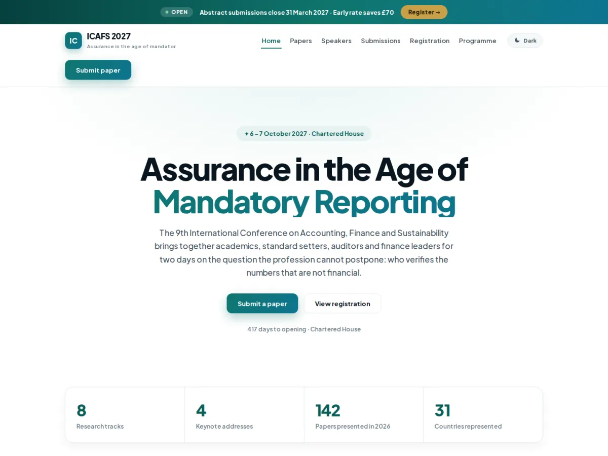 The Summit Pro design, on a live conference website