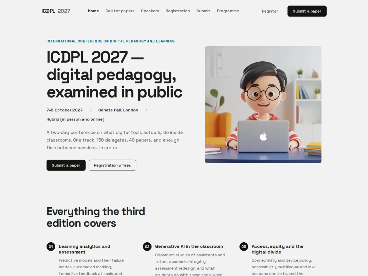 The Editorial design, on a live conference website
