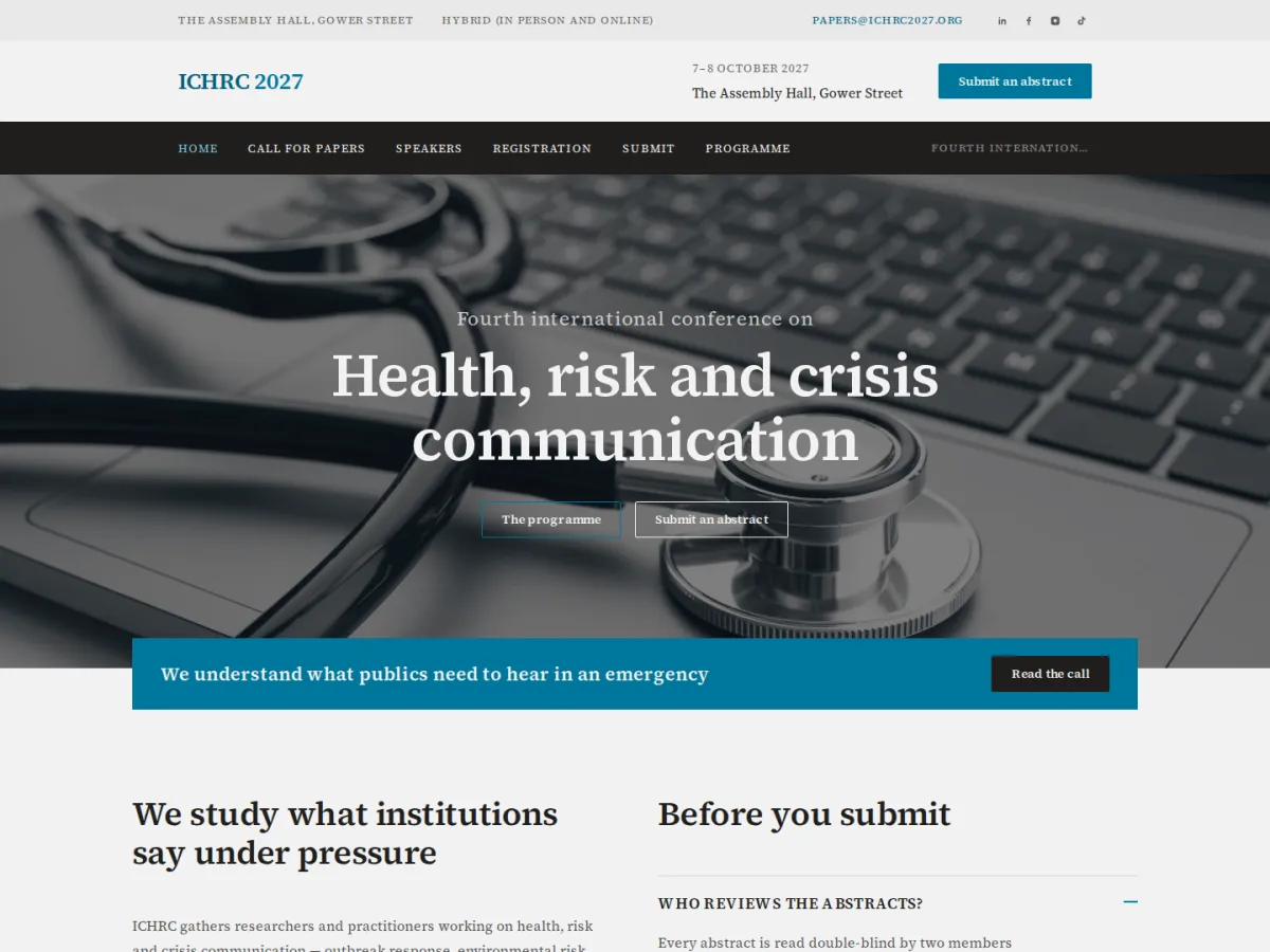 The Minimal Professional design, on a live conference website